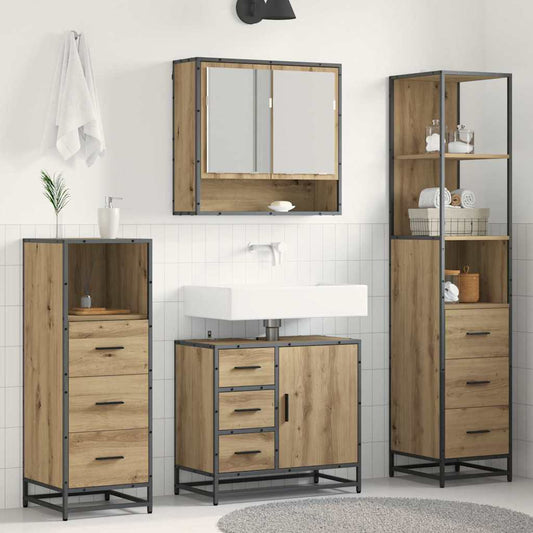 vidaXL Bathroom Furniture Set 4 pcs Artisan Oak Engineered Wood