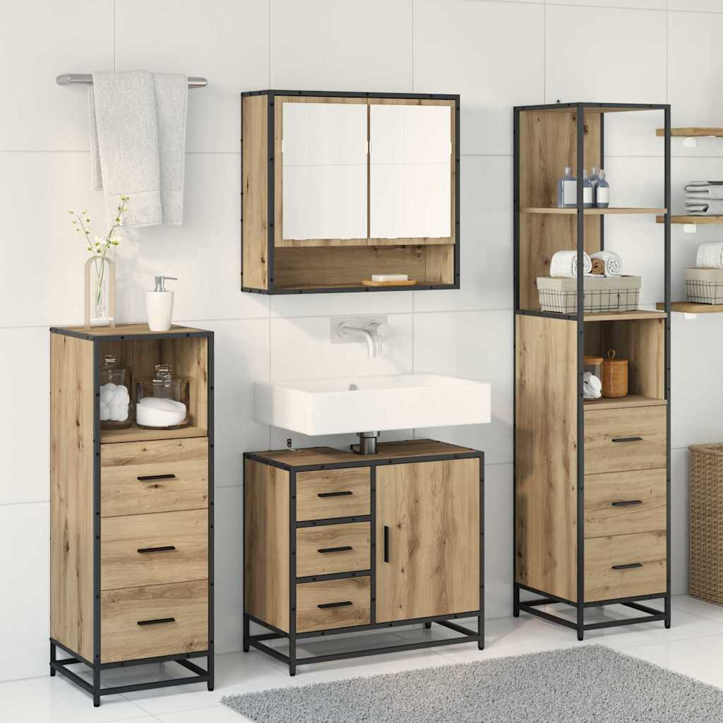 vidaXL Bathroom Furniture Set 4 pcs Artisan Oak Engineered Wood