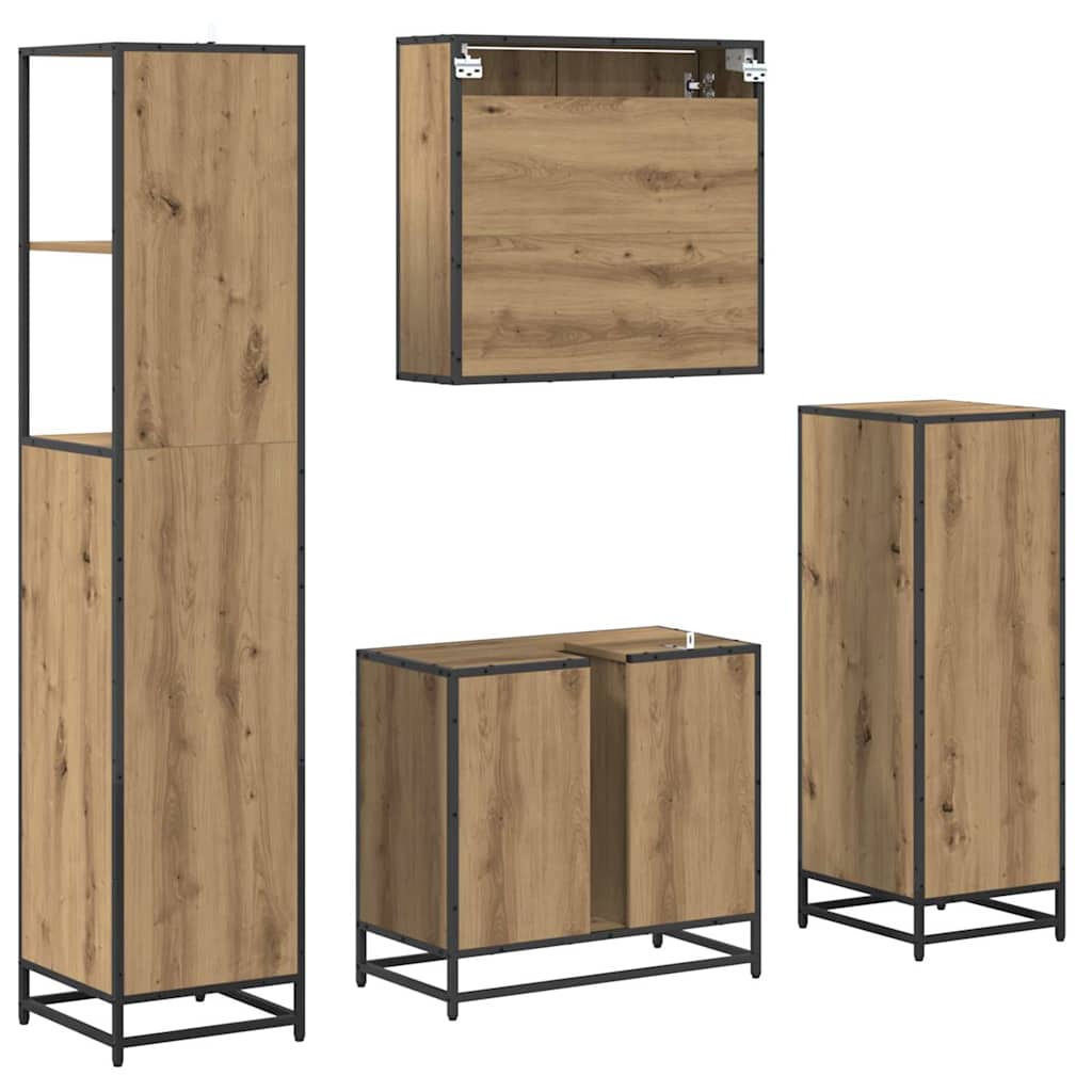 vidaXL Bathroom Furniture Set 4 pcs Artisan Oak Engineered Wood