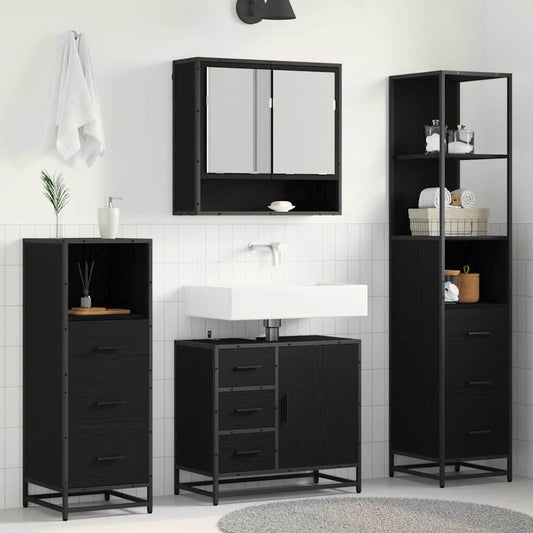 vidaXL Bathroom Furniture Set 4 pcs Black oak 65 x 33 x 60 cm