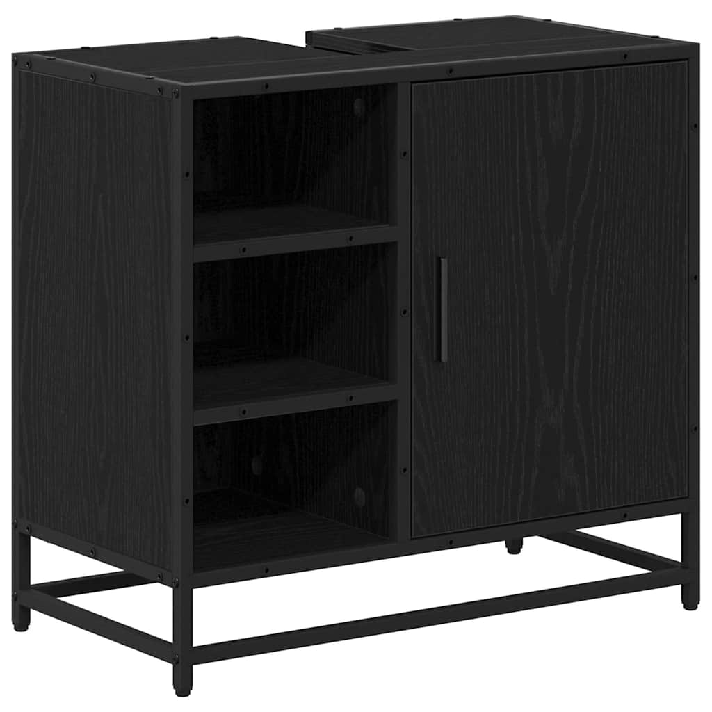 vidaXL Bathroom Furniture Set 3 pcs Black Oak Engineered Wood
