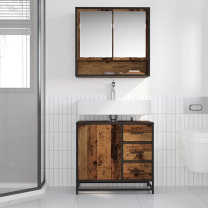 vidaXL Bathroom Furniture Set with Door 2 pcs Old Wood Engineered Wood