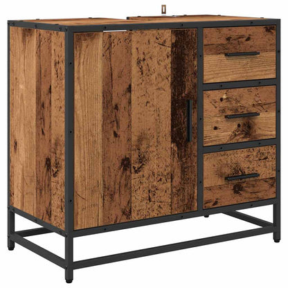 vidaXL Bathroom Furniture Set with Door 2 pcs Old Wood Engineered Wood