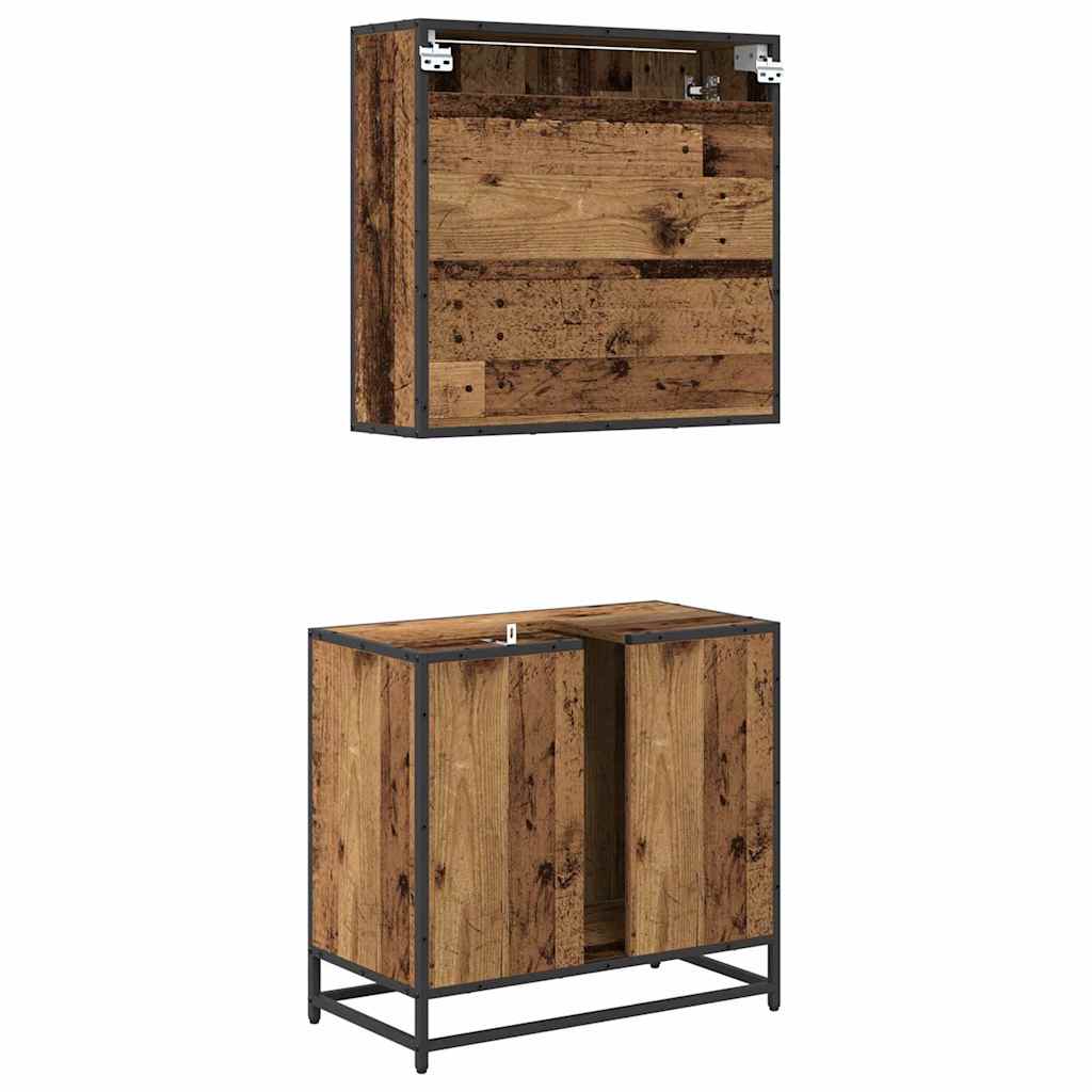 vidaXL Bathroom Furniture Set with Door 2 pcs Old Wood Engineered Wood