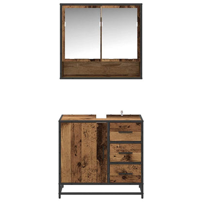 vidaXL Bathroom Furniture Set with Door 2 pcs Old Wood Engineered Wood