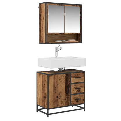 vidaXL Bathroom Furniture Set with Door 2 pcs Old Wood Engineered Wood