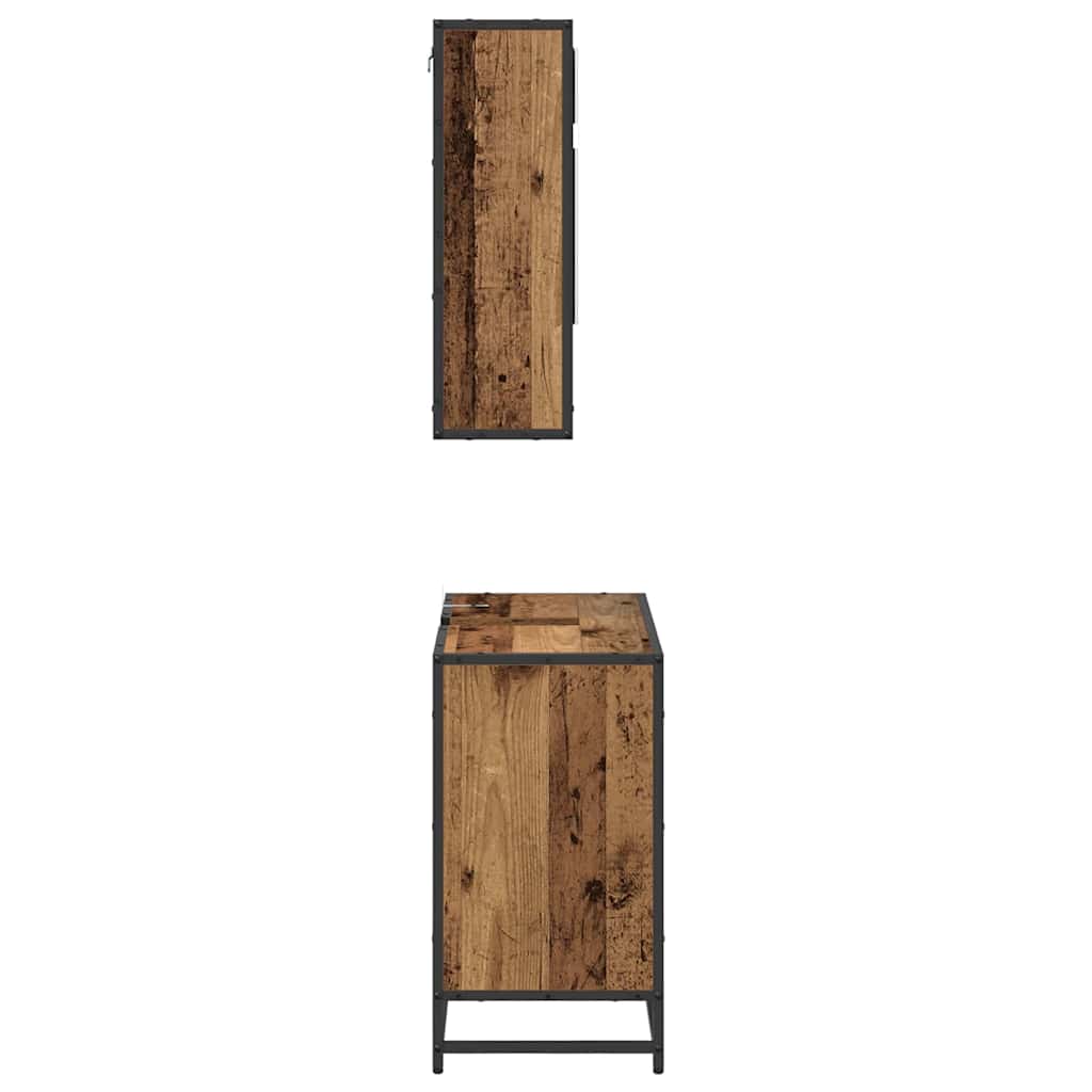 vidaXL Bathroom Furniture Set with Door 2 pcs Old Wood Engineered Wood
