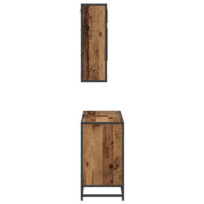 vidaXL Bathroom Furniture Set with Door 2 pcs Old Wood Engineered Wood