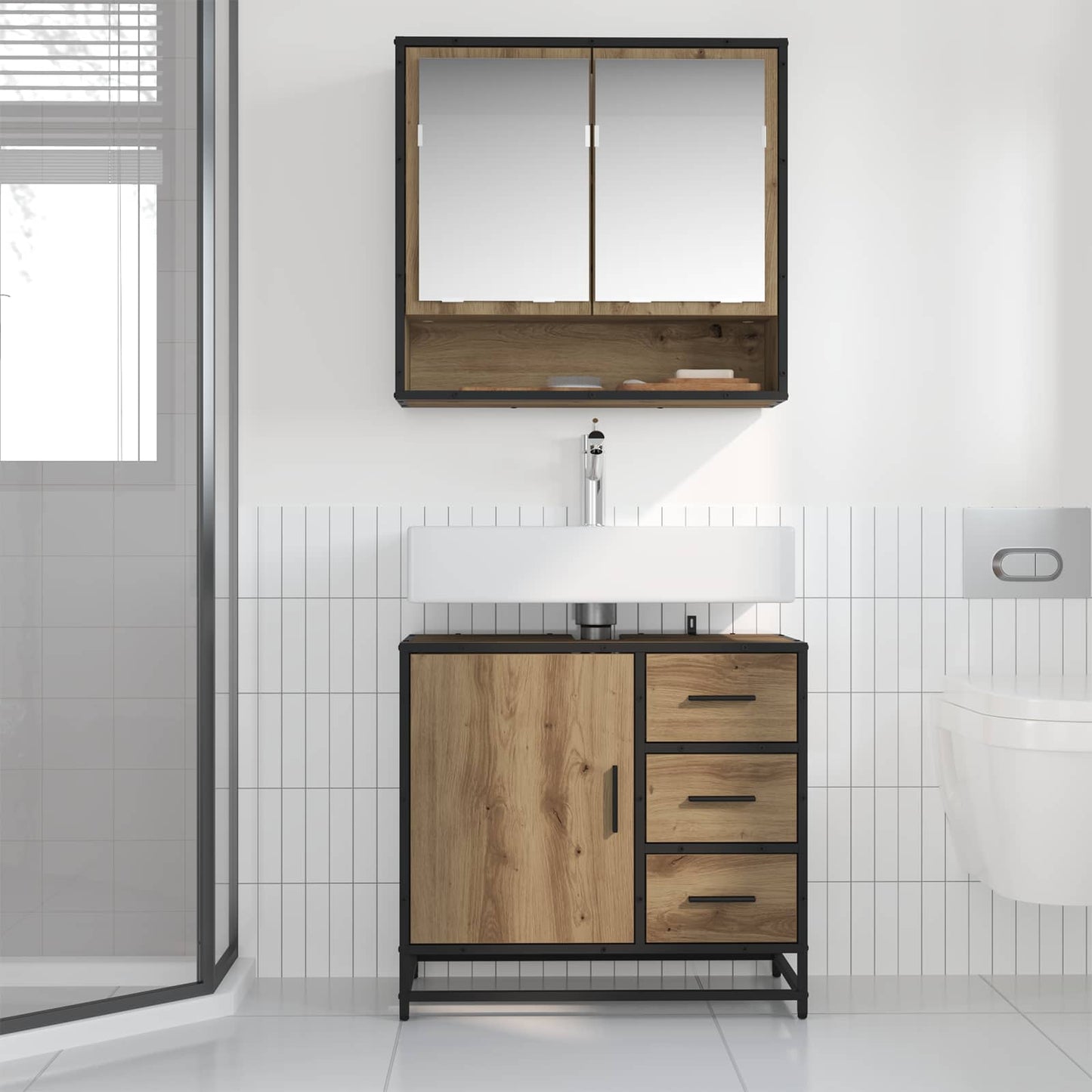 vidaXL Bathroom Furniture Set 2 pcs Artisan Oak Engineered Wood
