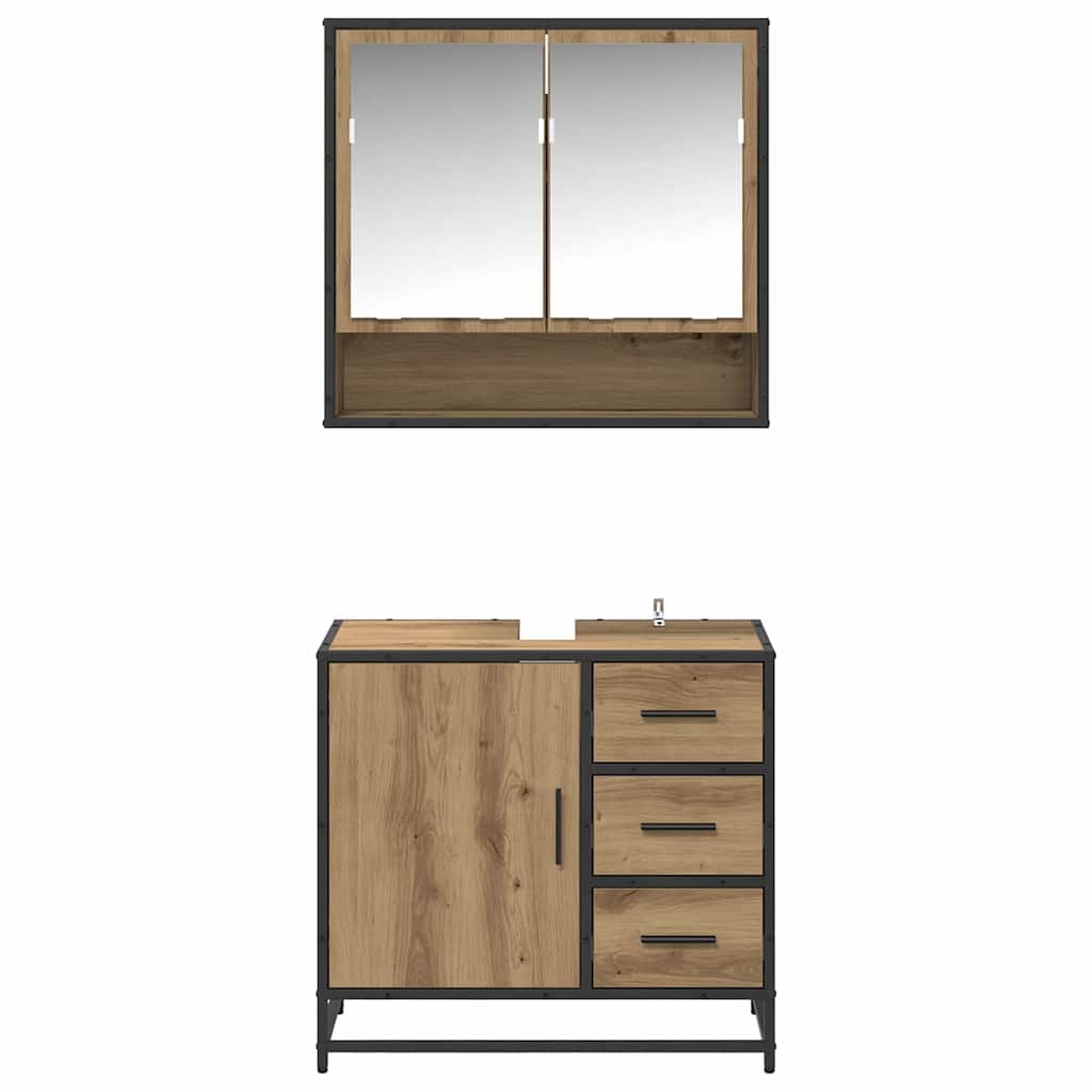 vidaXL Bathroom Furniture Set 2 pcs Artisan Oak Engineered Wood
