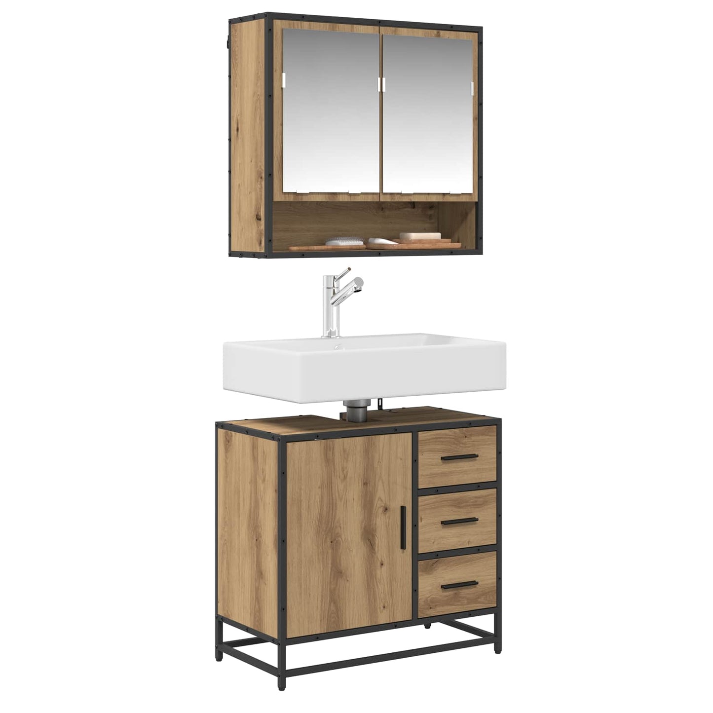 vidaXL Bathroom Furniture Set 2 pcs Artisan Oak Engineered Wood