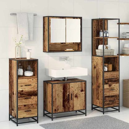 vidaXL Bathroom Furniture Set with Door 4 pcs Old Wood Engineered Wood