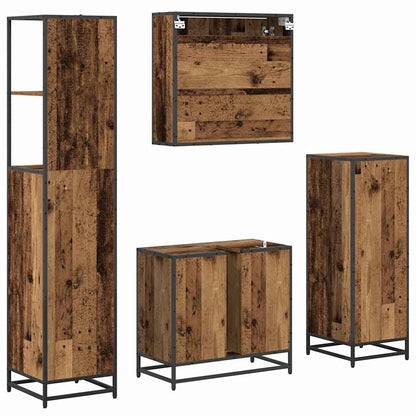 vidaXL Bathroom Furniture Set with Door 4 pcs Old Wood Engineered Wood