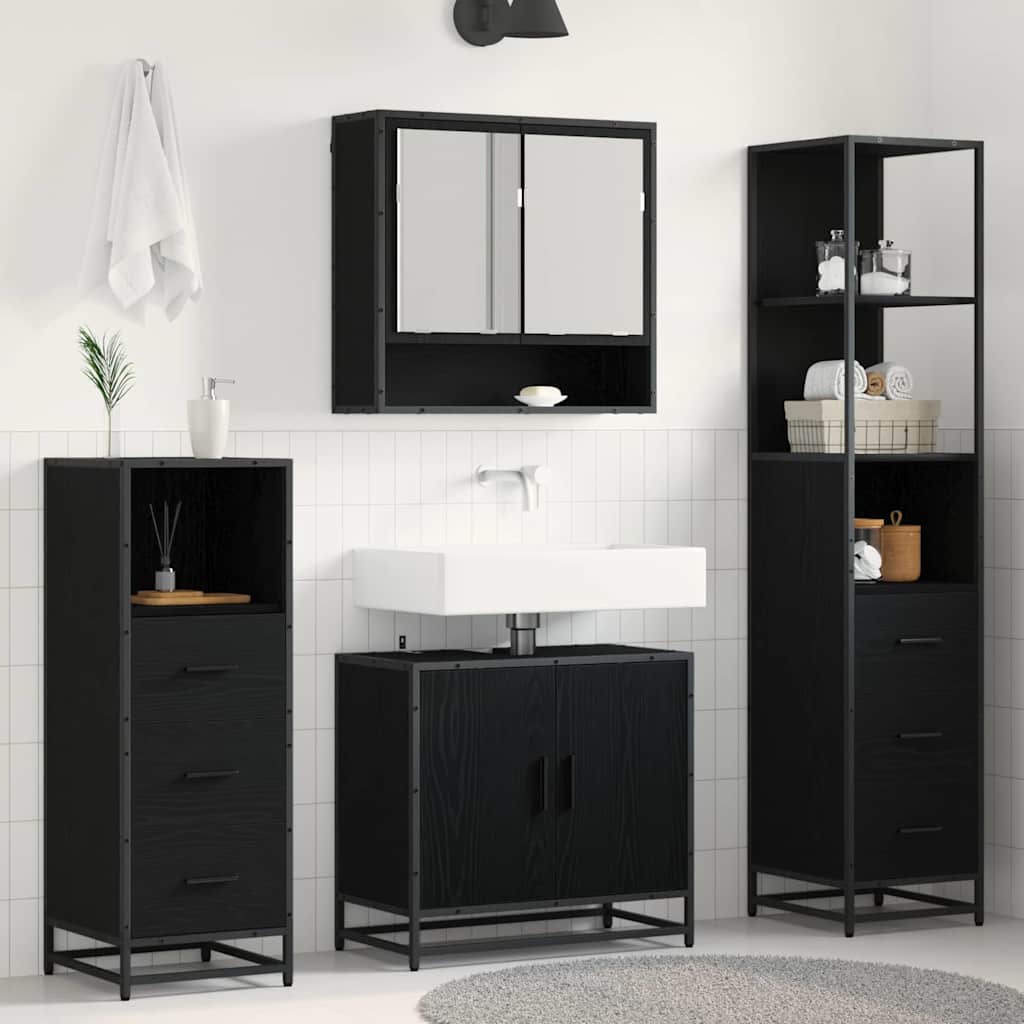 vidaXL Bathroom Furniture Set 4 pcs Black oak 65 x 33 x 60 cm