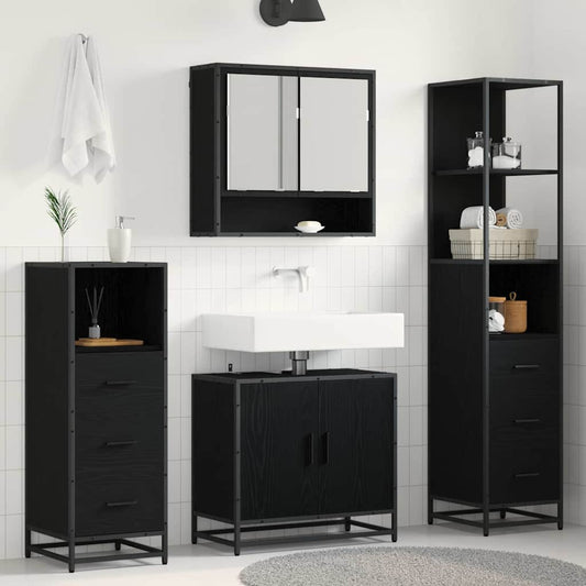 vidaXL Bathroom Furniture Set 4 pcs Black oak 65 x 33 x 60 cm