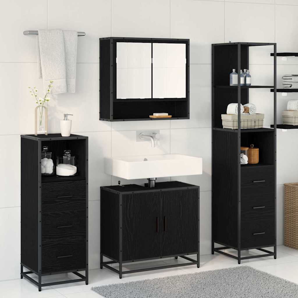 vidaXL Bathroom Furniture Set 4 pcs Black oak 65 x 33 x 60 cm