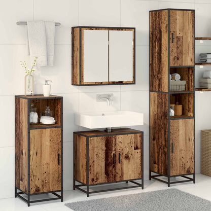 vidaXL Bathroom Furniture Set with Door 3 pcs Old Wood Engineered Wood