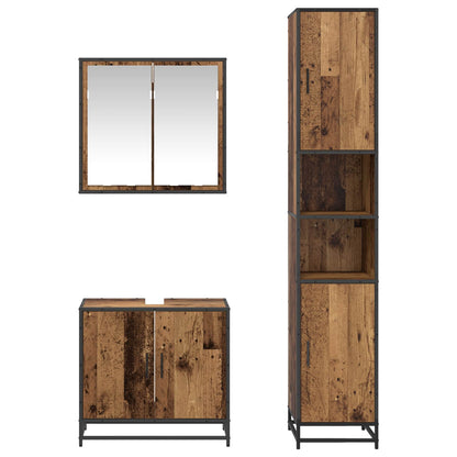 vidaXL Bathroom Furniture Set with Door 3 pcs Old Wood Engineered Wood