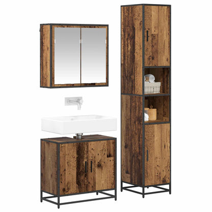 vidaXL Bathroom Furniture Set with Door 3 pcs Old Wood Engineered Wood