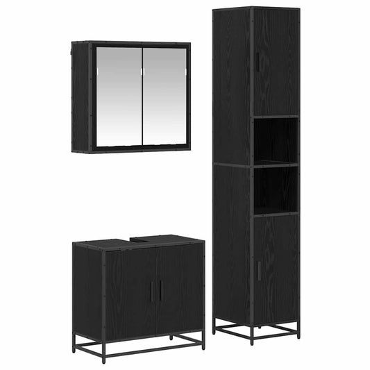 vidaXL Bathroom Furniture Set 3 pcs Black oak 65 x 33 x 60 cm