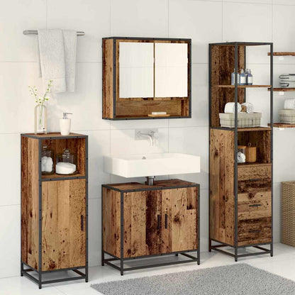 vidaXL Bathroom Furniture Set with Door 3 pcs Old Wood Engineered Wood