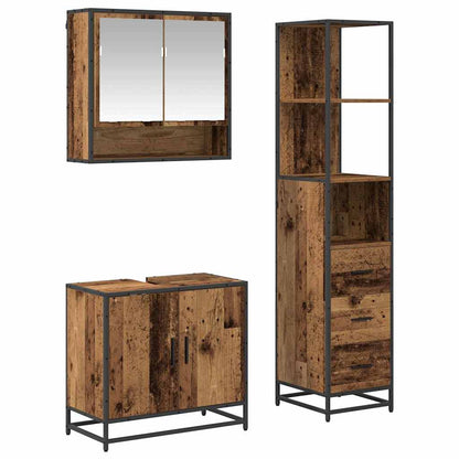 vidaXL Bathroom Furniture Set with Door 3 pcs Old Wood Engineered Wood