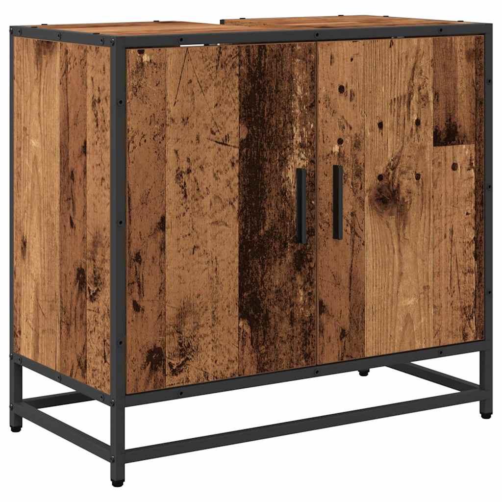 vidaXL Bathroom Furniture Set with Door 3 pcs Old Wood Engineered Wood