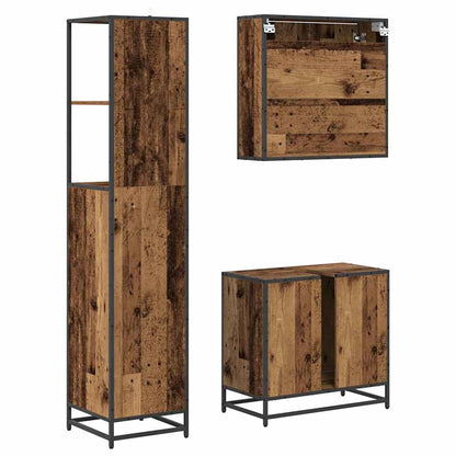 vidaXL Bathroom Furniture Set with Door 3 pcs Old Wood Engineered Wood