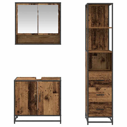 vidaXL Bathroom Furniture Set with Door 3 pcs Old Wood Engineered Wood