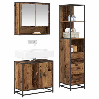 vidaXL Bathroom Furniture Set with Door 3 pcs Old Wood Engineered Wood