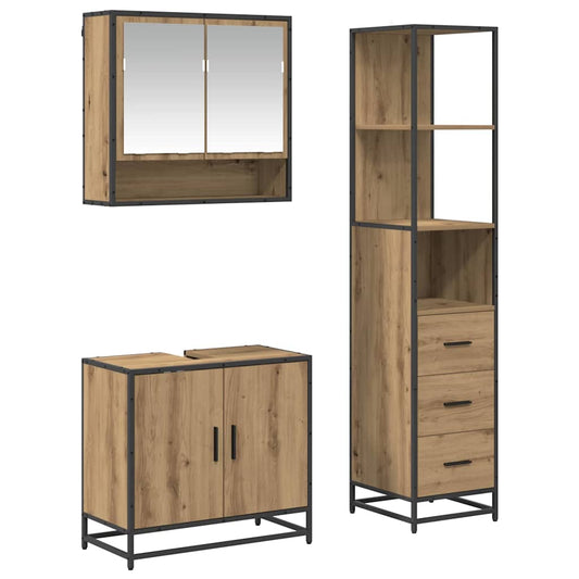 vidaXL Bathroom Furniture Set 3 pcs Artisan Oak Engineered Wood