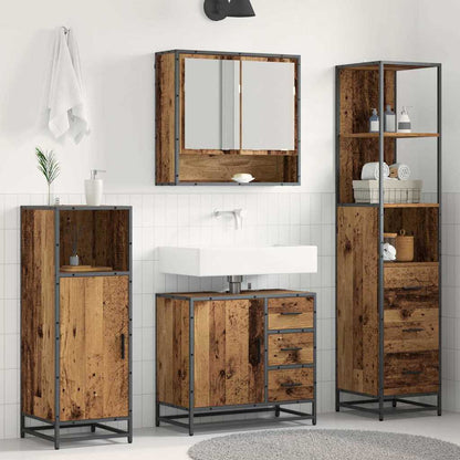 vidaXL Bathroom Furniture Set with Door 3 pcs Old Wood Engineered Wood