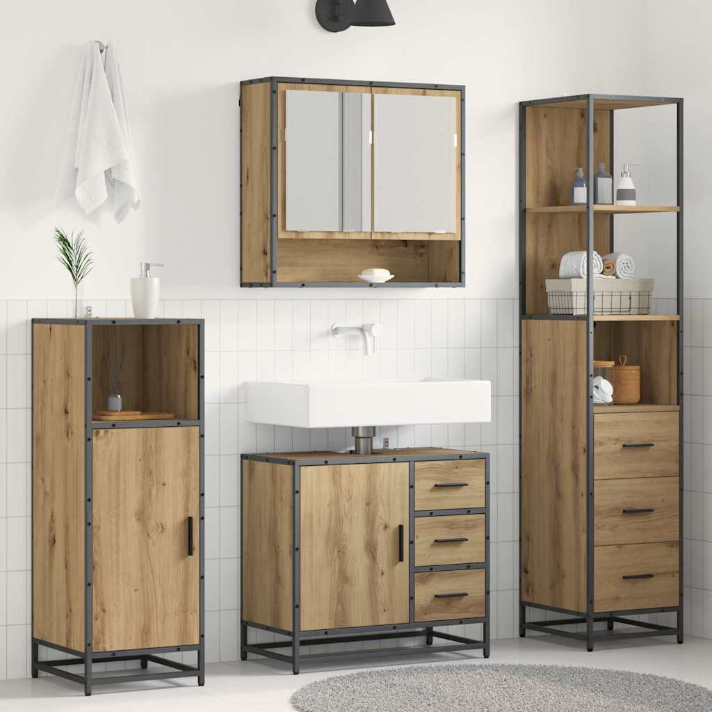 vidaXL Bathroom Furniture Set 3 pcs Artisan Oak Engineered Wood