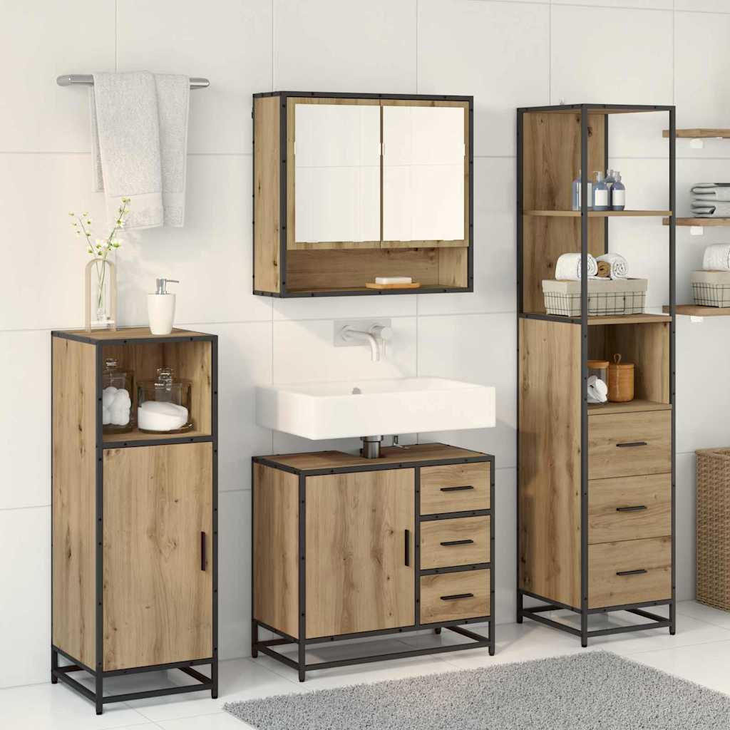 vidaXL Bathroom Furniture Set 3 pcs Artisan Oak Engineered Wood