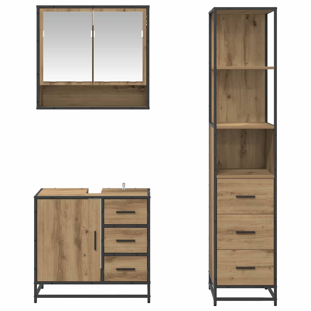 vidaXL Bathroom Furniture Set 3 pcs Artisan Oak Engineered Wood