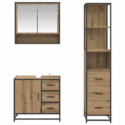 vidaXL Bathroom Furniture Set 3 pcs Artisan Oak Engineered Wood