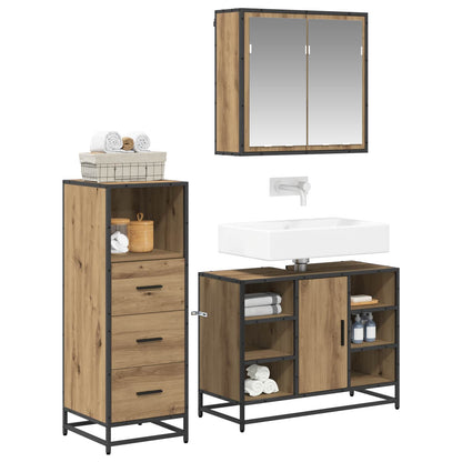 vidaXL Bathroom Furniture Set 3 pcs Artisan Oak Engineered Wood