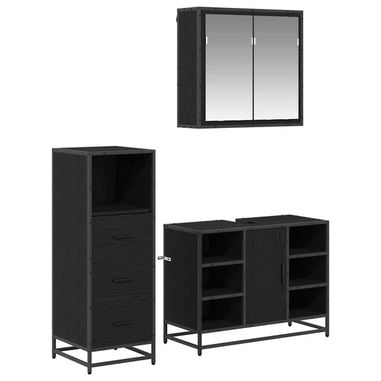 vidaXL Bathroom Furniture Set 3 pcs Black oak 80 x 33 x 60 cm