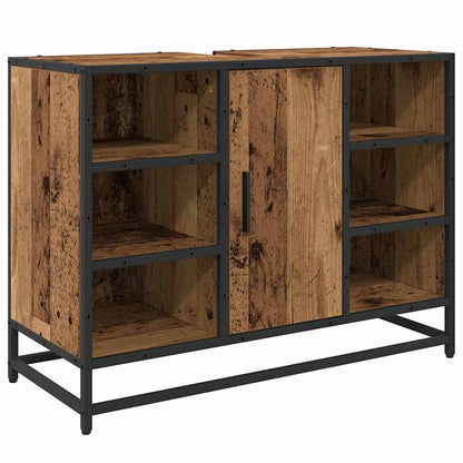 vidaXL Bathroom Furniture Set with Door 2 pcs Old Wood Engineered Wood