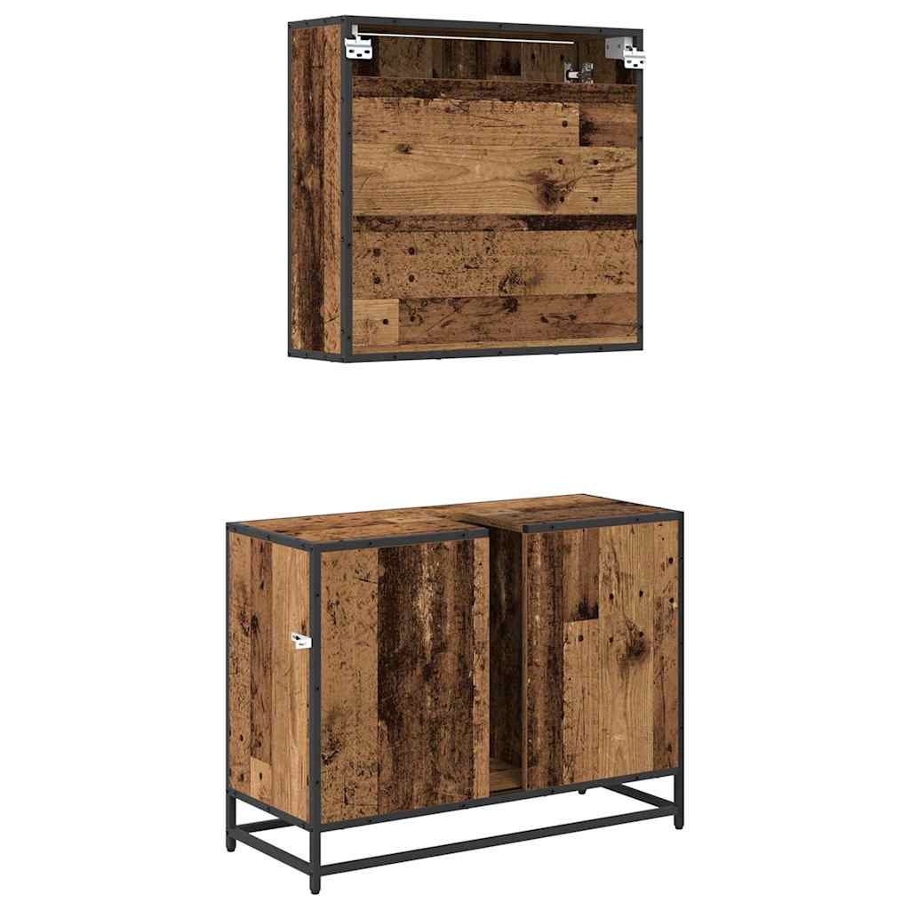 vidaXL Bathroom Furniture Set with Door 2 pcs Old Wood Engineered Wood