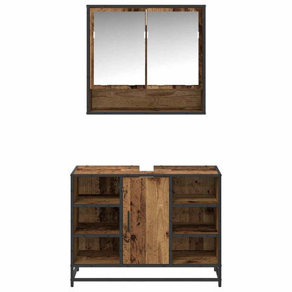 vidaXL Bathroom Furniture Set with Door 2 pcs Old Wood Engineered Wood