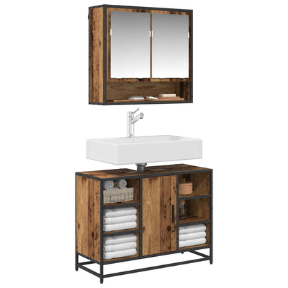 vidaXL Bathroom Furniture Set with Door 2 pcs Old Wood Engineered Wood