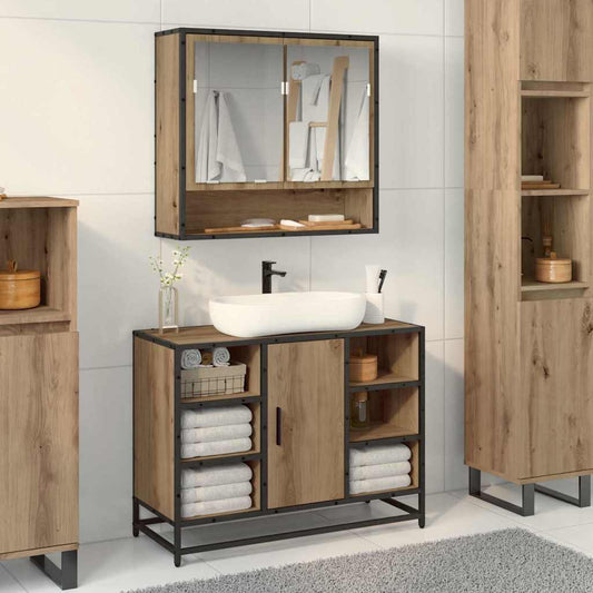vidaXL Bathroom Furniture Set 2 pcs Artisan Oak Engineered Wood