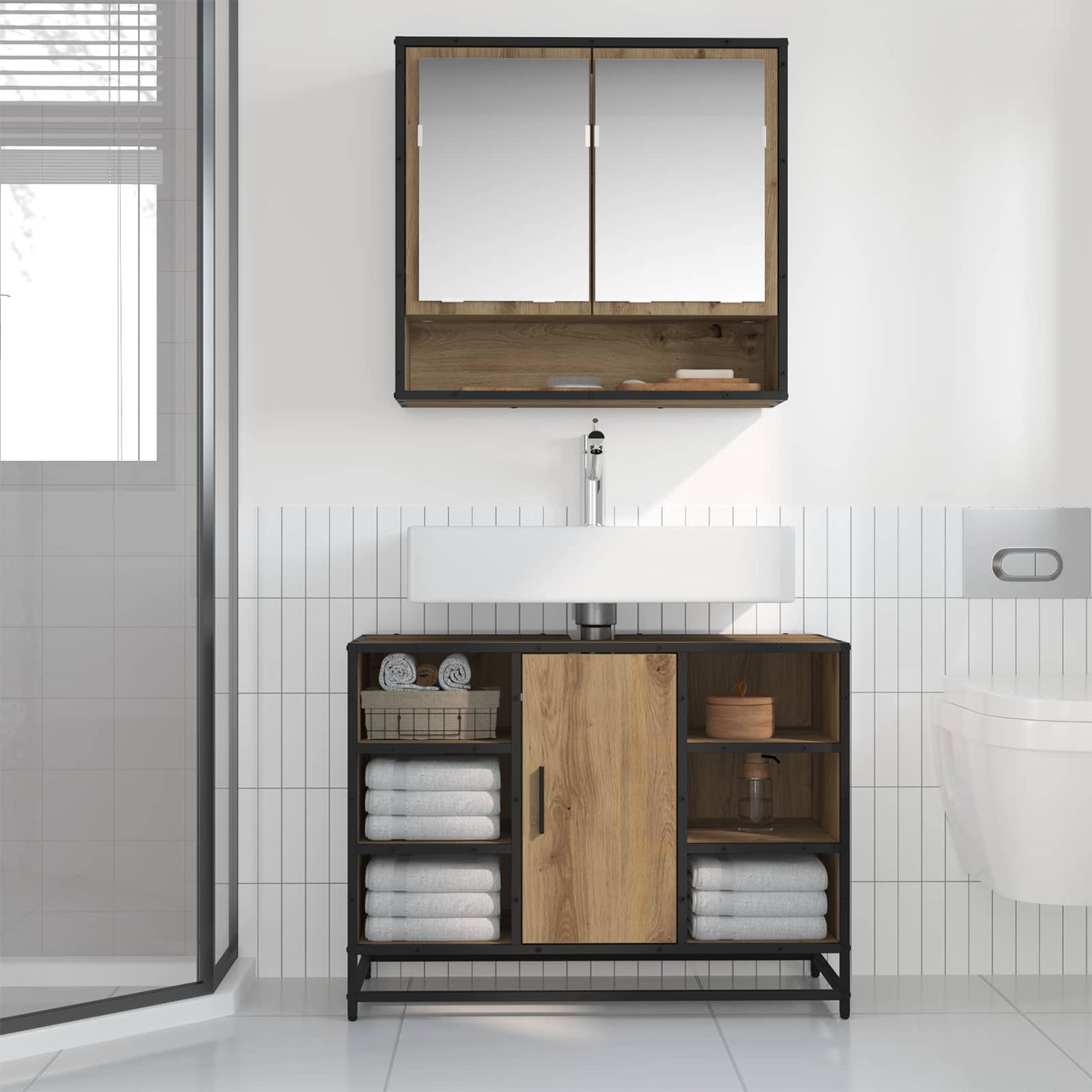 vidaXL Bathroom Furniture Set 2 pcs Artisan Oak Engineered Wood