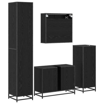 vidaXL Bathroom Furniture Set 4 pcs Black Oak Engineered Wood