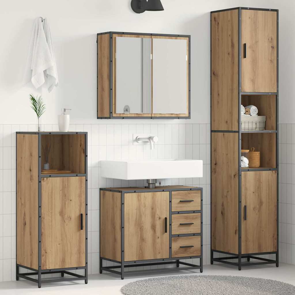 vidaXL Bathroom Furniture Set 3 pcs Artisan Oak Engineered Wood