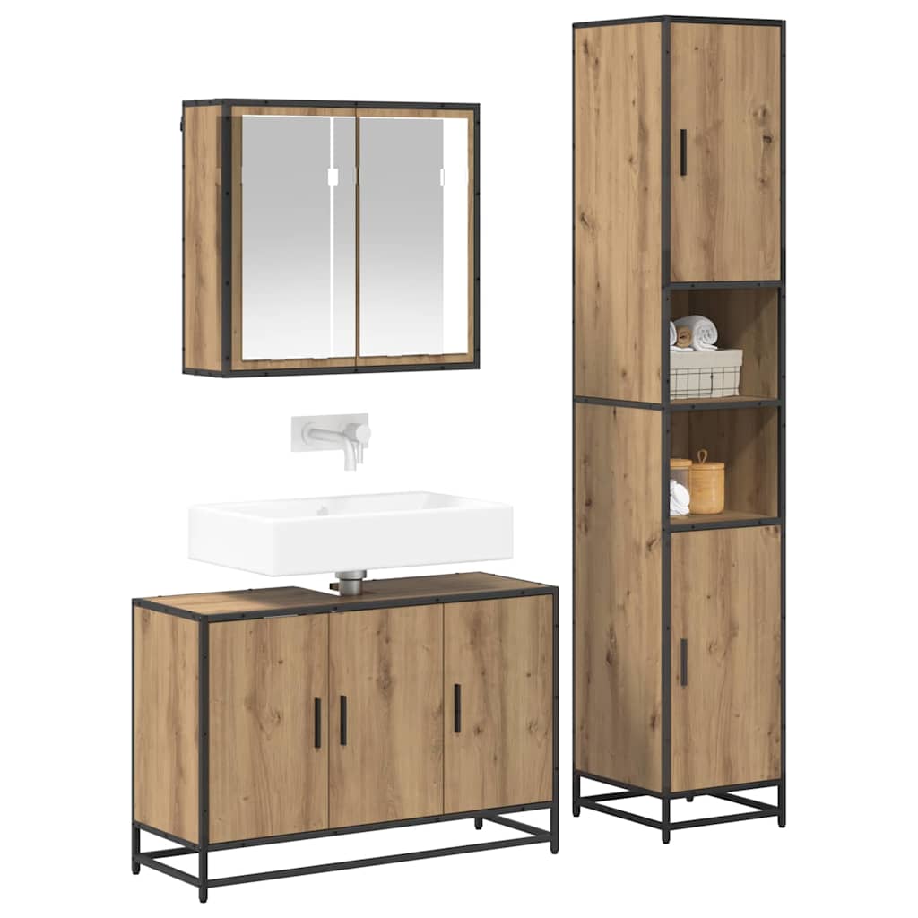 vidaXL Bathroom Furniture Set 3 pcs Artisan Oak Engineered Wood