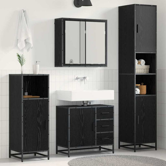 vidaXL Bathroom Furniture Set 3 pcs Black oak 65 x 33 x 60 cm