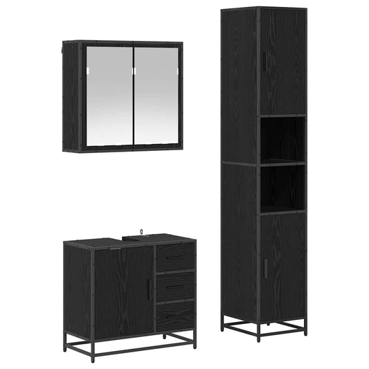 vidaXL Bathroom Furniture Set 3 pcs Black oak 65 x 33 x 60 cm