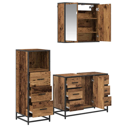 vidaXL Bathroom Furniture Set with Door 3 pcs Old Wood Engineered Wood